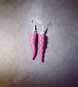Octopus earrings glitter violet