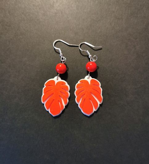 Red leaf earrings