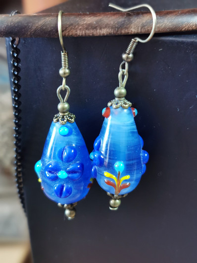 Blue flower earrings