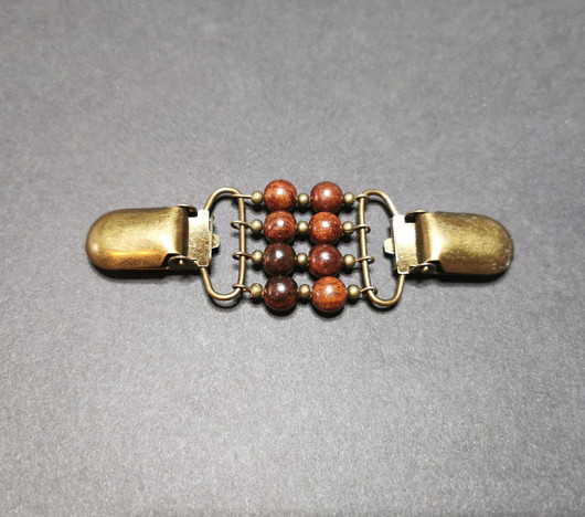 Brown wood beads sweater clip