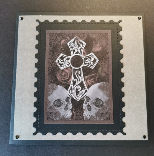Cross card with skulls 
