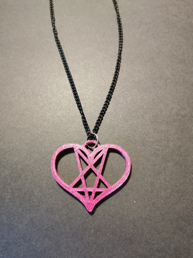 Violet heart pentagram necklace