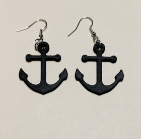 Black anchor earrings
