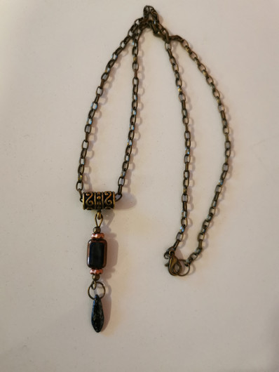 Bohemian necklace black droplet