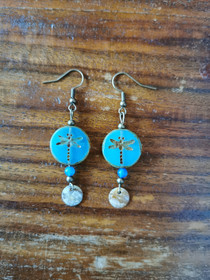 Blue dragonfly earrings