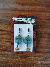 Blue dragonfly earrings