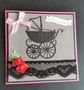 Black baby card with red roses