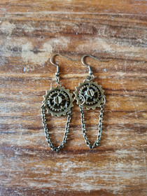 Brass Gear and Chain earrings