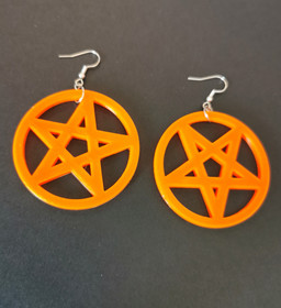 Isot oranssit pentagrammi korvakorut 