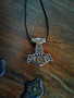 Thor's hammer necklace with Odin's wolves