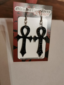 Glitter korvakorut musta ankh