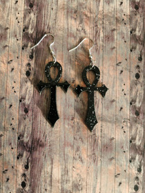 Glitter korvakorut musta ankh