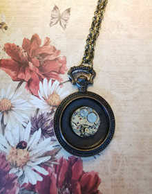 Steampunk necklace with clockwork