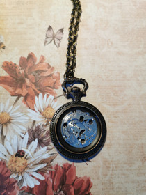 Steampunk necklace with clockwork