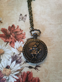 Steampunk necklace with clockwork