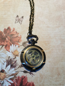 Steampunk necklace with clockwork