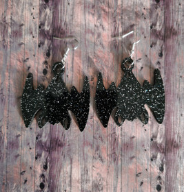 Isot mustat glitter lepakko korvakorut 