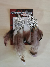 Dreamcatcher earrings with red feather 