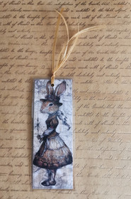 Kirjanmerkki tyttö kani 