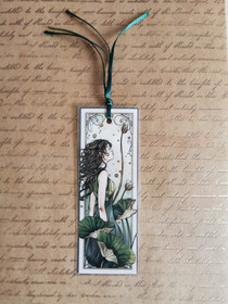 Kirjanmerkki nainen vihreä art deco