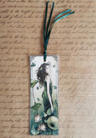 Kirjanmerkki nainen vihreä art deco