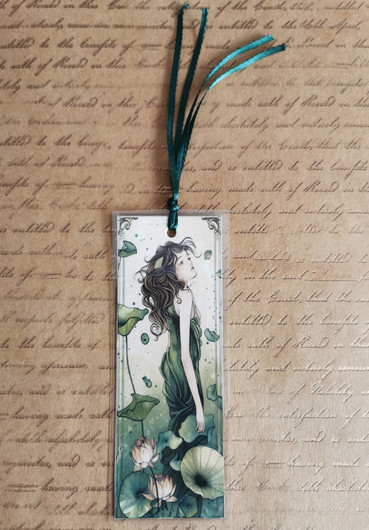 Kirjanmerkki nainen vihreä art deco