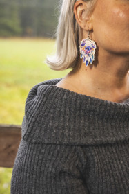 Dreamcatcher earrings with blue flowers