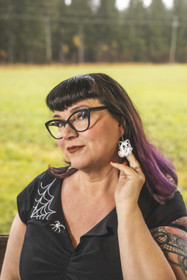 Flying ghost cat earrings