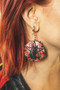 Pentagram and cat earrings