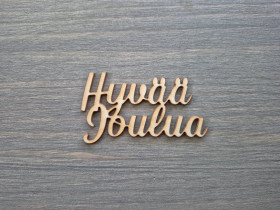 Birch plywood text Hyvää joulua