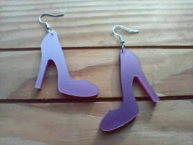 Lilac mirror high heel earrings