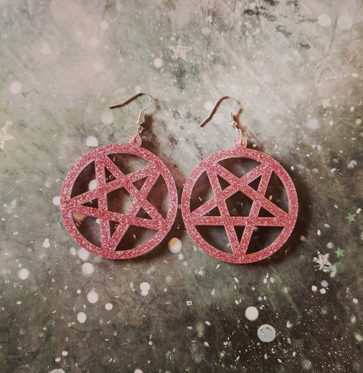 Pinkit glitter pentagrammi korvakorut 