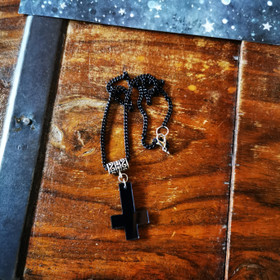 Black mirror cross necklace 