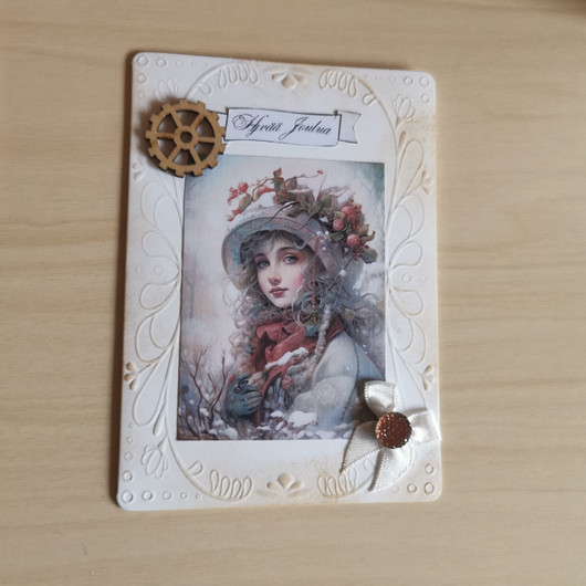 Joulukortti Steampunk nainen 