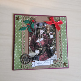 Christmas Card with Steampunk woman 
