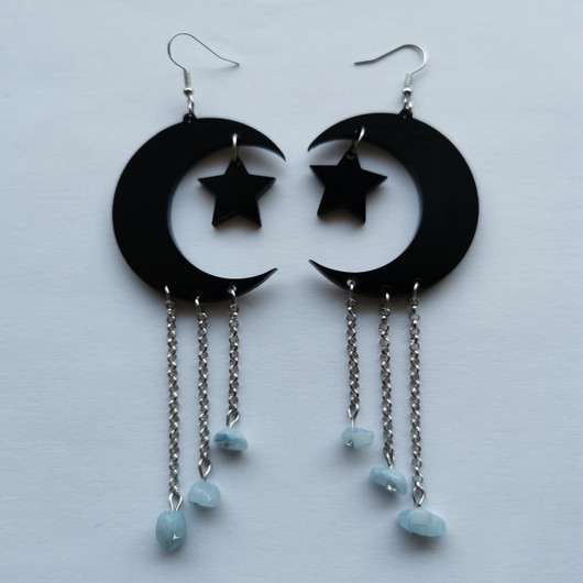 Moon and star earrings