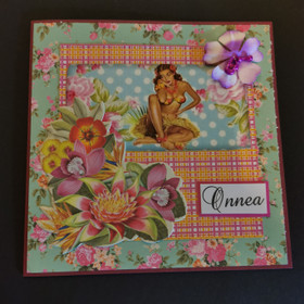 Congratulation card with pin up girl