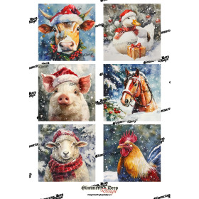Card picture sheet Christmas farm animals 1 Matte