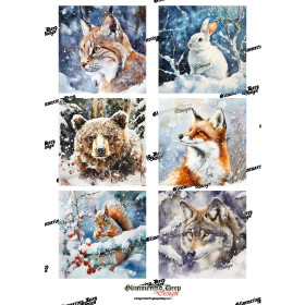 Korttikuva jouluiset metsäneläimet