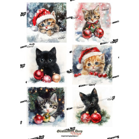 Card picture sheet Christmas cat 