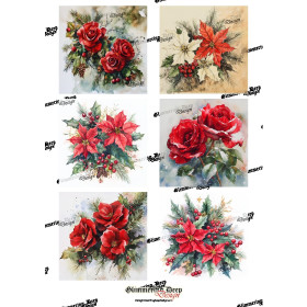 Card picture sheet Christmas flowers Matte