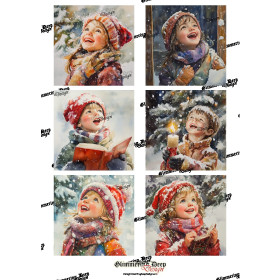 Card picture sheet Christmas happy children Matte