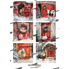 Card picture sheet Christmas farm animals 2 Matte