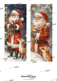 Long card picture Santa Claus and foxes