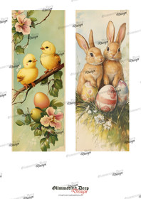 Long card image easter chick and bunny