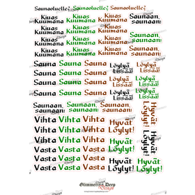 Sauna text sticker sheet A4