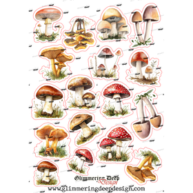 Mushroom text sticker sheet A5