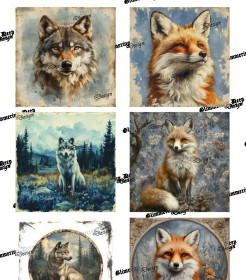 Korttikuva-arkki Susi ja kettu