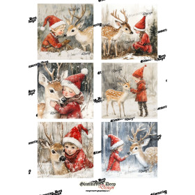 Card picture sheet Christmas elf children Matte