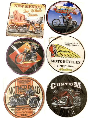 Nostalgisia  Retro Moottoripyörien  peltikylttejä 30 kpl 2,50€ kpl lajitelma 3